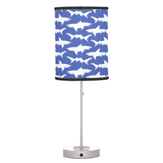 Shark Attack - Blue and White Table Lamp (Back)