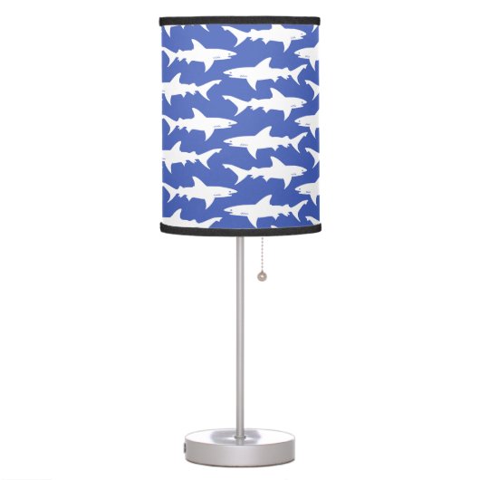 Shark Attack - Blue and White Table Lamp (Left)