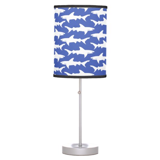 Shark Attack - Blue and White Table Lamp (Front)