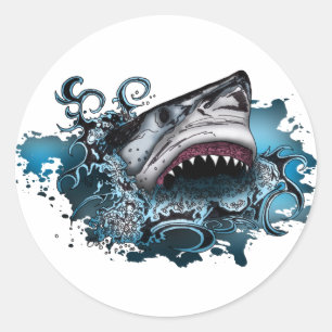 Shark Attack Classic Round Sticker