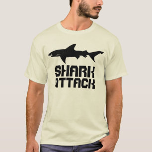 SHARK Attack! Drawing of Shark and Warning Text T-Shirt