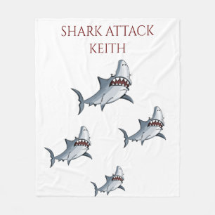 "SHARK ATTACK" fleece blanket & personalized name.