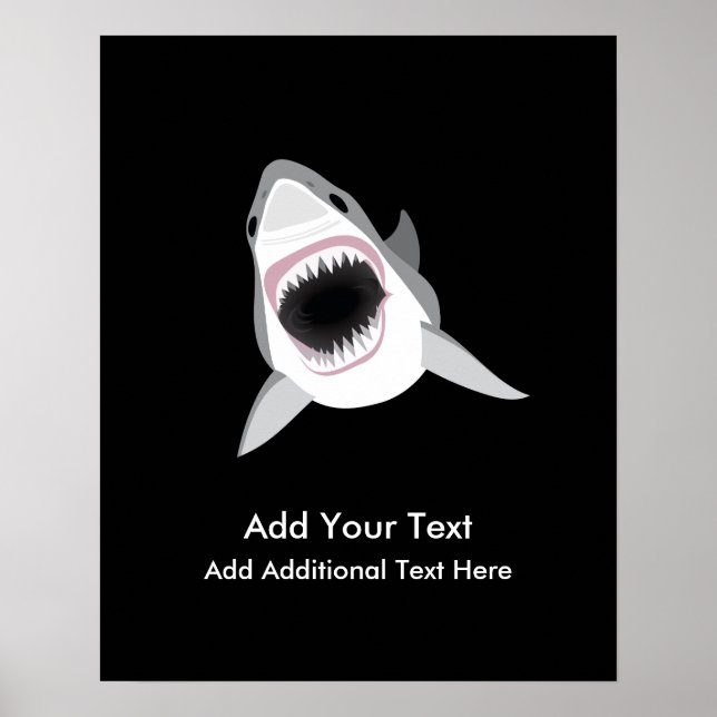 Shark Attack Funny Custom Text Poster (Front)