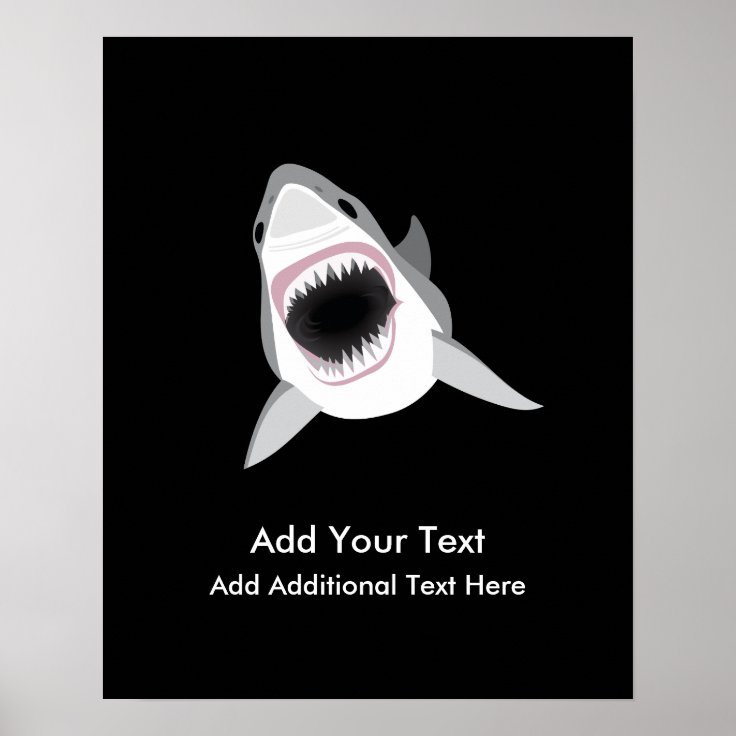 Shark Attack Funny Custom Text Poster | Zazzle