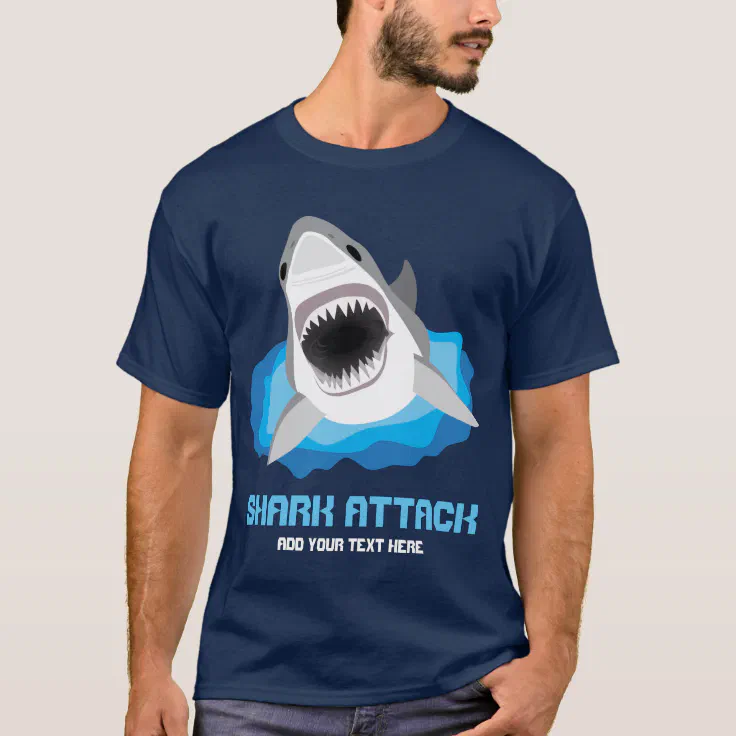 Shark Attack - Great White Shark Jaws Wide T-Shirt | Zazzle