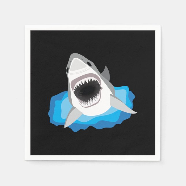 Shark Attack - Great White Shark Paper Napkins (Front)