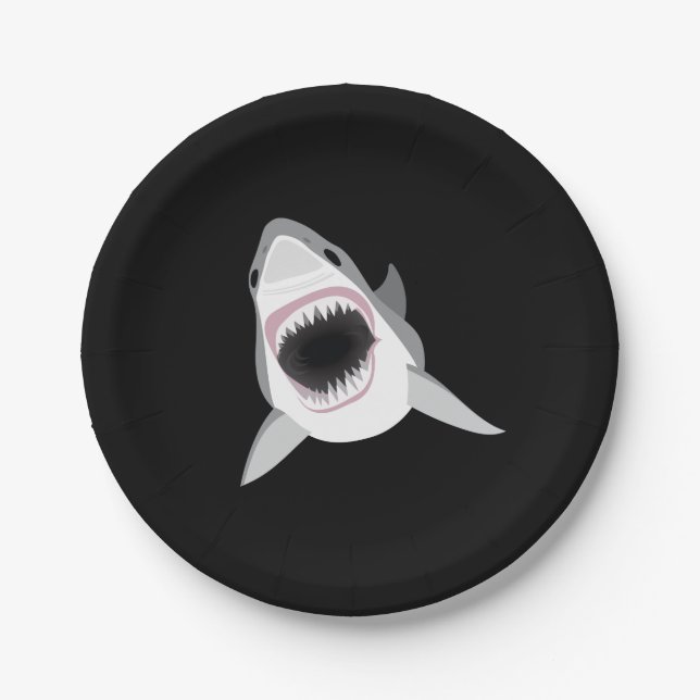 Shark Attack - Great White Shark Shows its Bite Paper Plates (Front)