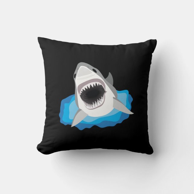 Shark Attack - Great White Shark Throw Pillow (Front)