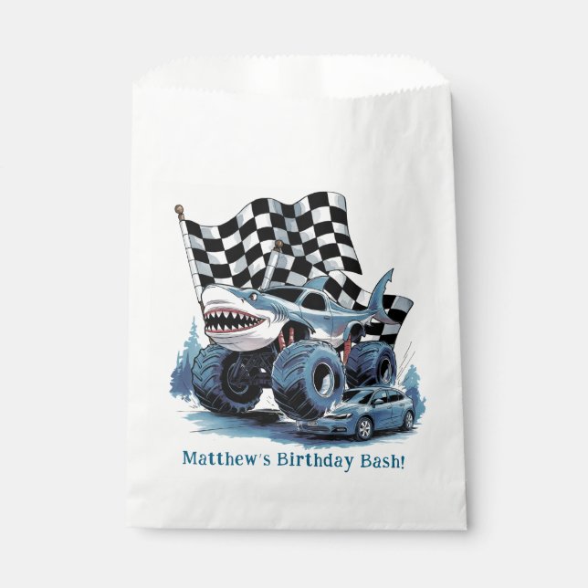 Shark Attack Monster Truck Birthday Bash Favor Bag (Front)