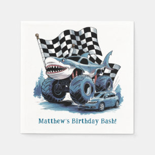 Shark Attack Monster Truck Birthday Bash Napkins
