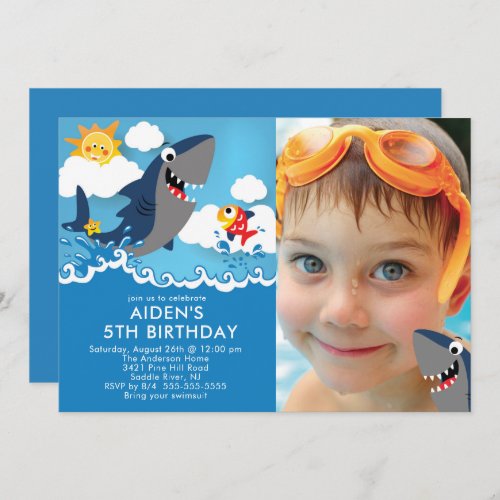 Shark Attack Pool Birthday Invitation