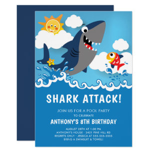 shark party invitations zazzle