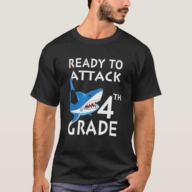 Shark attack Ready To Attack 4th T-Shirt (Front)