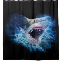 Shark Shower Curtains Zazzle, Great White Shark Shower Curtain