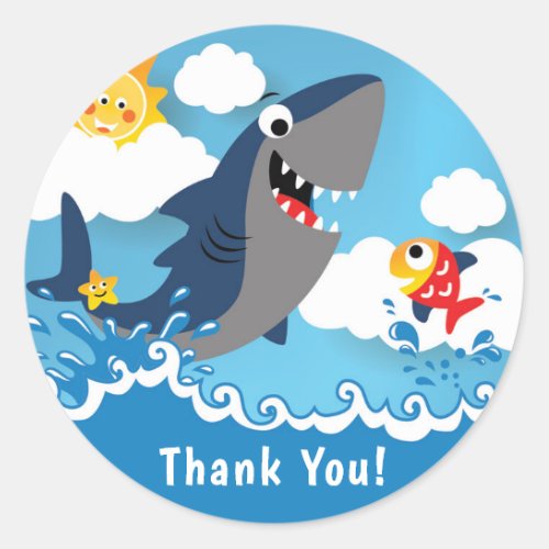 Shark Attack Thank You Favor Sticker