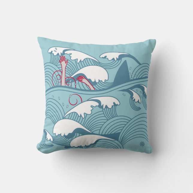 "Shark Attack" Throw Pillow (Front)