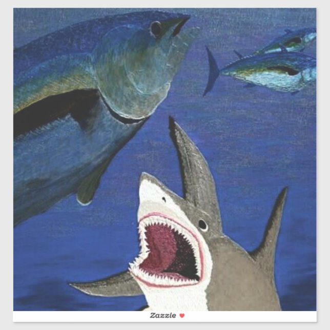 Shark attacking tuna sticker (Sheet)