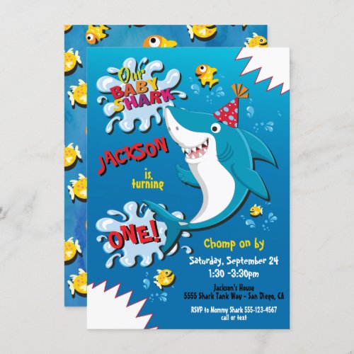 Shark Baby Birthday Party invitation