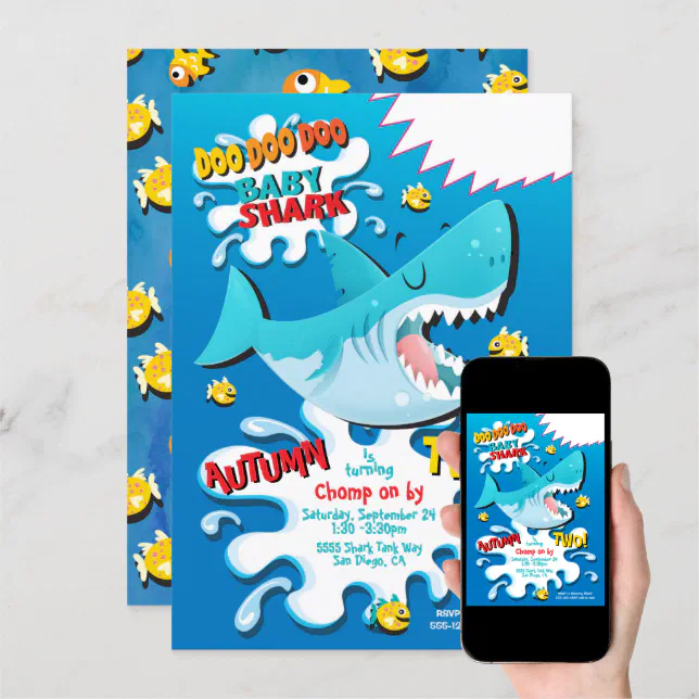 Shark Baby Birthday Party invitation | Zazzle