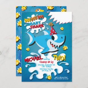 Shark Baby Boy or Girl Birthday Party invitation