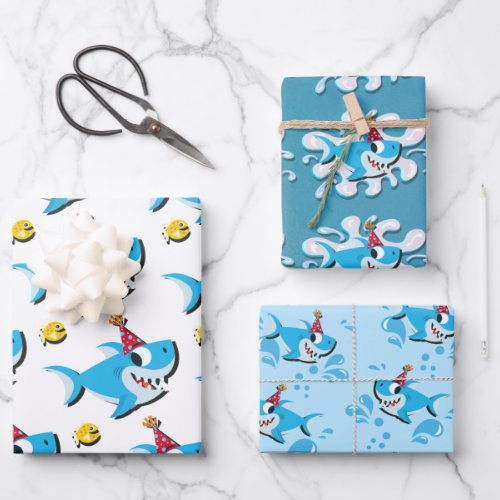 Shark Baby Boy or Girl Birthday Party Wrapping Paper Sheets