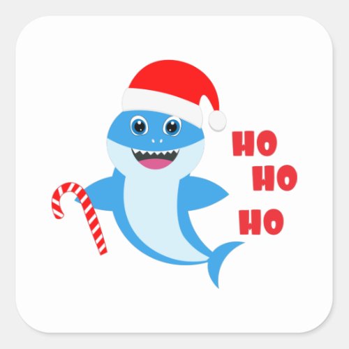 Shark Baby Christmas Gift Family Decoration Square Sticker