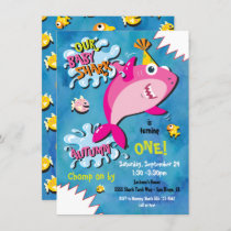 Shark Baby Girl Birthday Party invitation