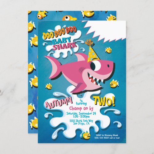 Shark Baby Girl Birthday Party invitation