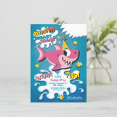 Shark Baby Girl Birthday Party invitation (Standing Front)