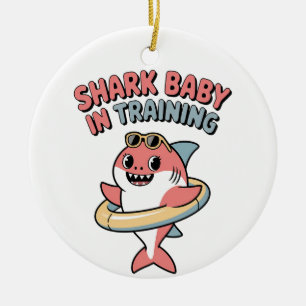 Shark Baby in Training   Kids Ceramic Ornament