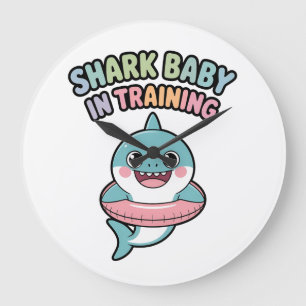 Shark Baby in Training   Kids Large Clock
