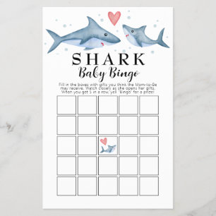 Shark Baby Shower Baby Bingo Card Flyer