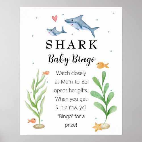 Shark Baby Shower Baby Bingo Sign