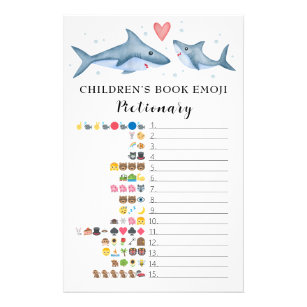 Shark Baby Shower Children's Book Emoji Pictionary Flyer