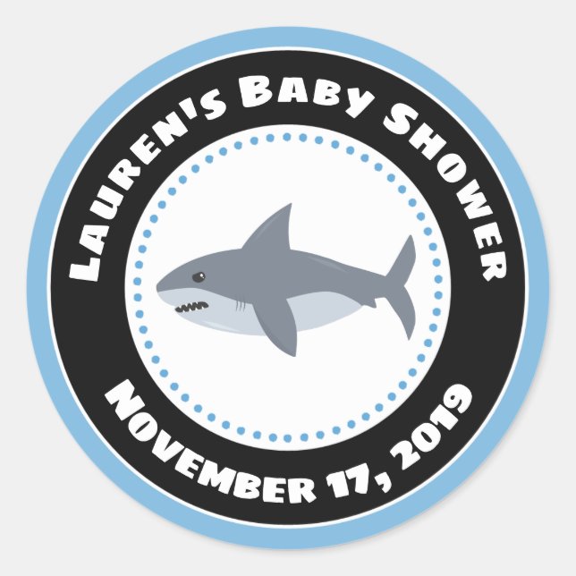 Shark Baby Shower Favor Stickers (Front)