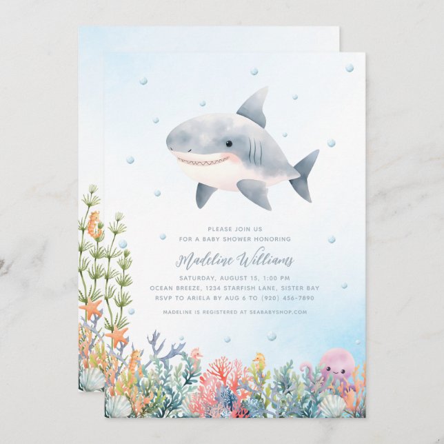 Shark Baby Shower Invitation (Front/Back)