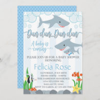 Shark Baby Shower Invitation Invite Boy