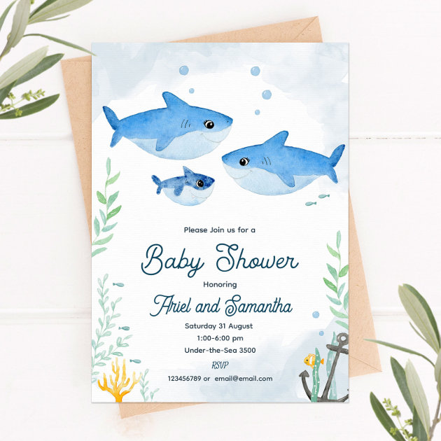 Baby shark hot sale baby shower invitations