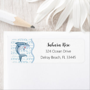 Shark Baby Shower Return Address Label