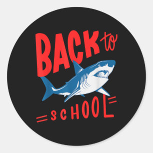 Shark Back To School Boys Teacher Student Vintage Classic Round Sticker
