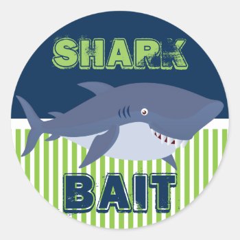 Shark Bait Classic Round Sticker by ISA_MILA at Zazzle
