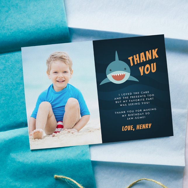 Shark Bait | Flat Thank You Photo Card (Creator Uploaded)