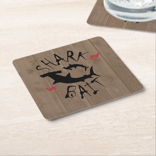 Shark Bait Fun Hammerhead Sharks Attack Square Paper Coaster