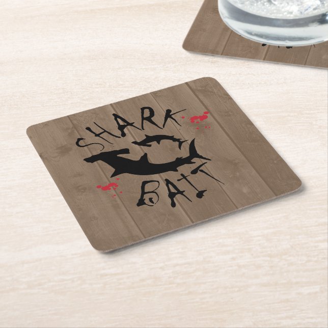 Shark Bait Fun Hammerhead Sharks Attack Square Paper Coaster (Angled)