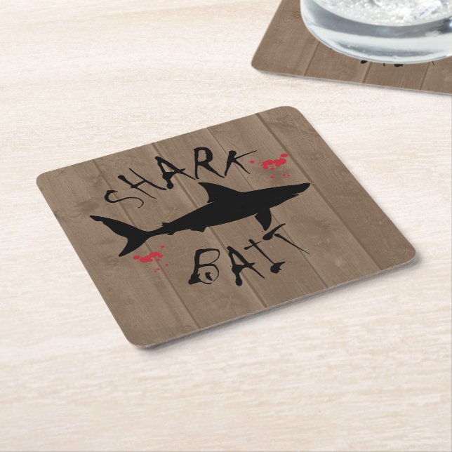 Shark Bait Great White Shark Attack Fun Square Paper Coaster (Angled)