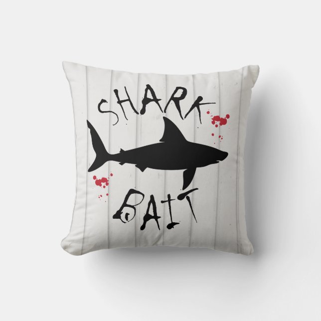 Shark Bait Great White Shark Attack Funny Throw Pillow (Front)