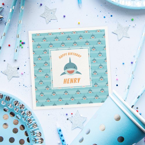 Shark Bait Personalized Birthday Party Napkins