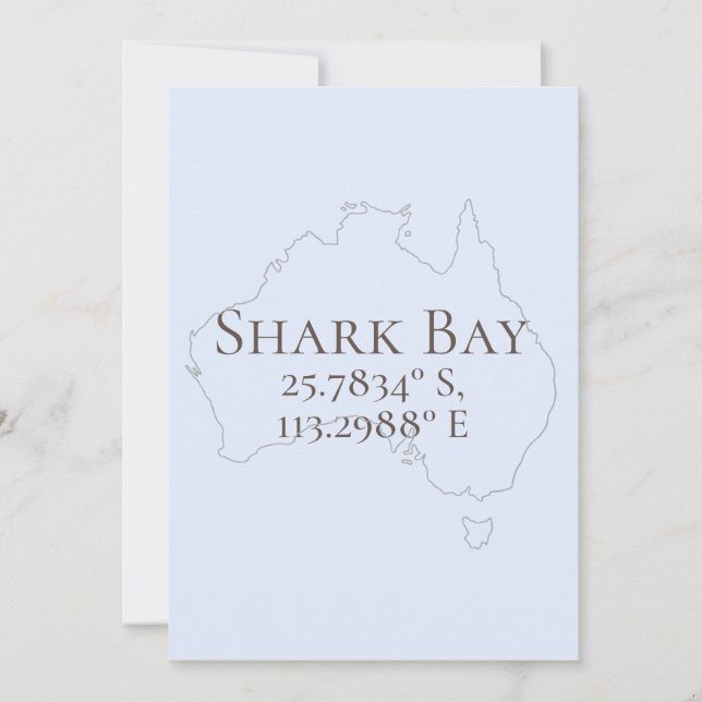 Shark Bay Australia Latitude & Longitude  Card (Front)