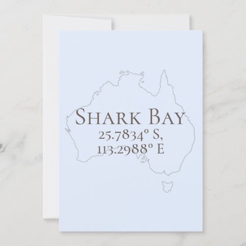 Shark Bay Australia Latitude  Longitude  Card