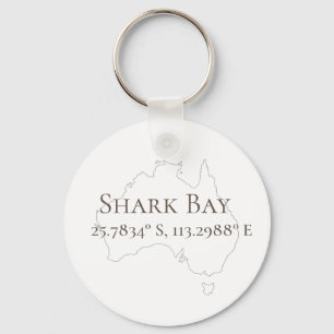 Shark Bay Australia Latitude & Longitude Keychain